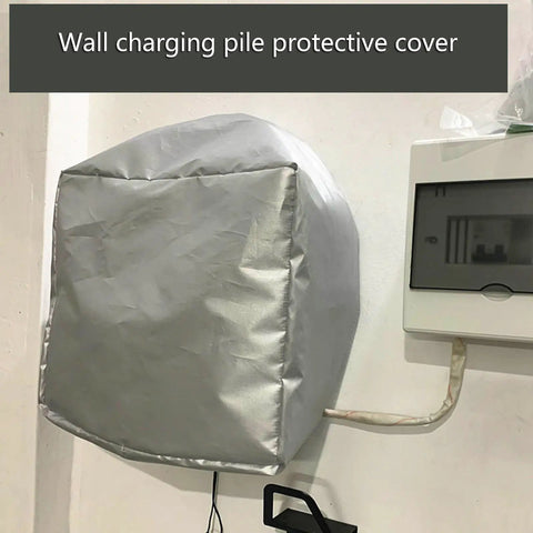 Wicked Tough EV Charger Station Cover Outdoor Waterproof Rain Shield For Wall Mount Chargers Crafted From Dense Oxford Cloth, silver cover.