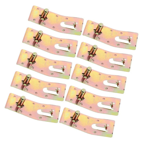 10 Pack Teardrop Pallet Rack Safety Clips, Badass Beam Lock Pins for Secure Shelving, Heavy Duty Rack Connectors Nailed Tight with Rock Solid Durability, Quick Install Warehouse Safety Gear for DIY and Storage Pros displayed on a white background.