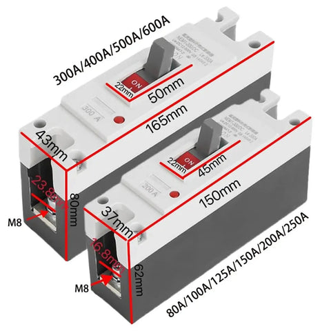 Pro Grade Rock Solid DC Circuit Breaker One Or Two Pole High Amp Solar Cell Protector RV Battery Isolator 12V To 120V MCCB dimensions and features