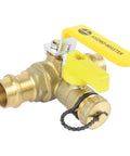 Beefy Workhorse Three Quarters Inch Press Full Port Ball Valve With Drain And Reversible Handle In Lead Free Brass