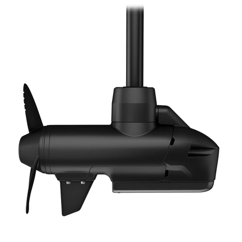 Smooth Sailin Killer 57 Inch Shaft Trolling Motor With Plug And Play Gt56Uhd Tr Sonar And Multiband Positioning For Anchor Lock Wheel Hold And Wireless Chartplotter Sync Black side view of motor propeller and shaft detail.