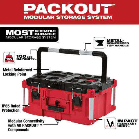 Heavy Duty Packout Tool Box For 22 Inch Modular Storage System with Organizer Tray and Metal Reinforced Corners Polymer Construction