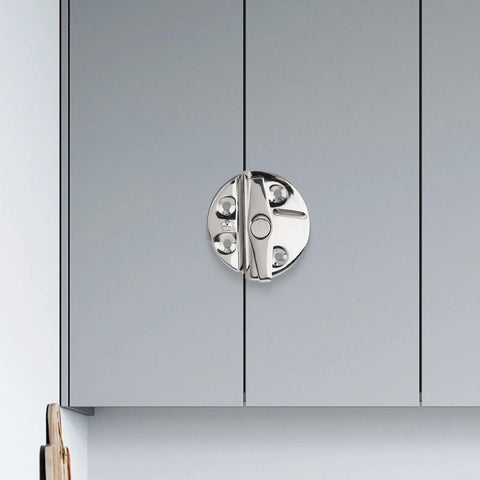 Rock Solid Marine Grade 316 Stainless Steel Turn Button Latch With Positive Stop and Polished Rotary Catch Lock for boat cabinetry.
