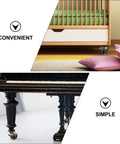 Vintage Brass Casters With Lockable Swivel Wheels For Badass Heavy Duty Furniture Featuring Rock Solid 360 Degree Rotation And Slick Industrial Hardware under a crib and a piano.