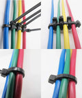 Heavy Duty Black Zip Ties 6 Inch 40 Lb Tensile Nylon Cable Ties, UV Resistant and Outdoor Ready, securing colored cables.