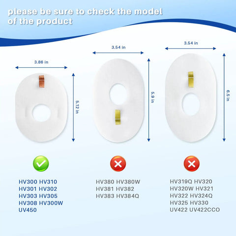 Size comparison of filters for 4 Pack Filter Replacement For Rocket Vacuum HV300 HV301 HV300W HV302 HV305 HV310 UV450