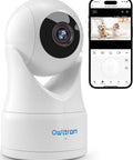 Indoor Security Camera With 360 Degree View And Auto Tracking For Home Or Pet Monitoring, 1080P HD Night Vision shown with app