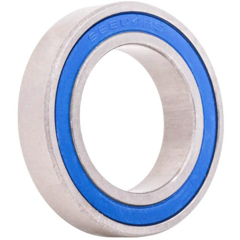 Rock Solid 50 Pack of Stainless Steel Deep Groove Radial Silicon Nitride Ball Bearings with Double Rubber Seals side view showing blue seal