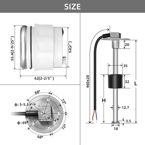 Premium Stainless Steel Fuel Sender Unit For Boat And Car Truck Rv Hella Durable Corrosion Proof Sending Unit 16 Inch size diagram.