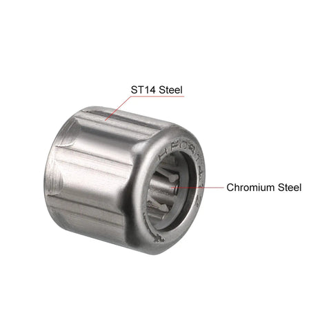 Close-up of 2 Pcs Needle Roller Bearings With 8mm Bore And 14mm OD And 12mm Width Gcr15 Steel One Way Clutch, ST14 and Chromium Steel