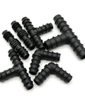 Durable PE Irrigation Pipe Fittings Kit 16mm 20mm 25mm Tee Straight Elbow Plug For Greenhouse Sprinkler Hose Connectors 50 Pieces No Hassle Setup Easy Install black PE irrigation hose connectors