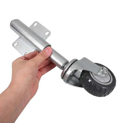 Badass Professional Grade Heavy Duty Steel Gate Swivel Wheel With Shock Absorber Brake And Dual Bearings, hand-held for installation.