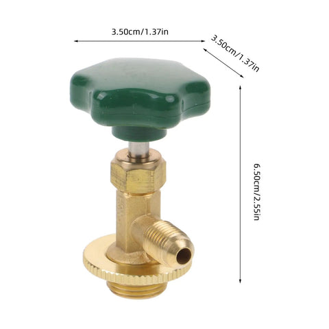 Heavy Duty Car Ac Refrigerant Tank Adapter For Freon Refill Charging Valve Kit Leak Proof Metal Connector with green handle.