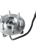 Heavy-Duty Steel Front Wheel Bearing Hubs Assembly Kit With ABS Sensor Wire Direct Replacement Fits 2007-2010 Ford Expedition 4WD 4x4 6-Lug Pair Plug And Play showing front view with ABS wire.