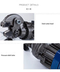 Steel cutter head and pressure relief valve of Beast Mode Heavy Duty Hydraulic Rebar Cutter Portable Steel Cutting Machine For Quick Work On Cast Steel Rebar Cuts 4 To 18mm Fast No Load 950W To 1250W Lightweight Tough Industrial Grade Tool For Builders