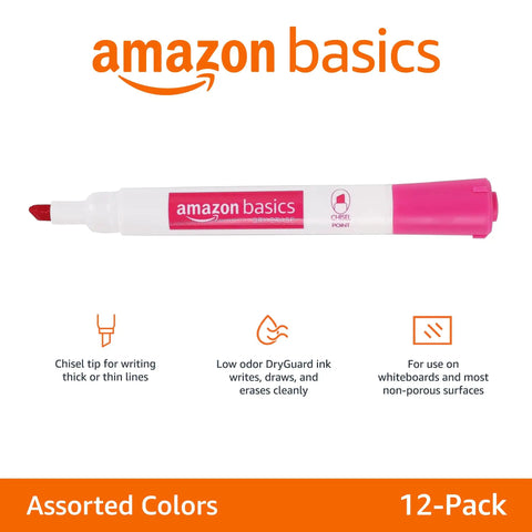 Top Shelf Dry Erase Whiteboard Markers Featuring Slick Chisel Tips And Seriously Low Odor Ink In A Vibrant 12 Pack Assortment close-up view of pink chisel tip marker