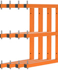Wall Mounted Lumber Storage Rack With Six Tier System Heavy Duty Wood Organizer For Garage And Workshop 1320 Lb Capacity Built To Last Orange Metal Racks For Indoor And Outdoor Use 4 Pack, side view of orange metal rack frame