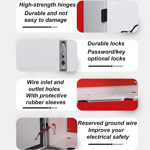 Heavy Duty Wall Mount EV Charger Protective Cover Box For Outdoor Spaces with high-strength hinges and durable locks.