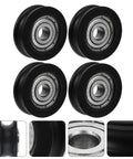 Premium 4Pc Nylon U Groove Guide Pulley Wheel Set With Whisper Quiet Precision Bearings For Door And Window Sliding Tracks, close-up view.
