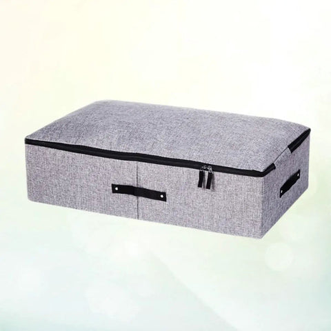 Built Tough Foldable Storage Tubs With Slick Glide Bottom For Easy Tucking Under Beds And Closets, gray cotton linen fabric.