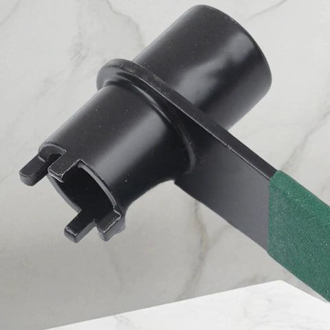 Close-up of No Sweat Dual Tip Angle Grinder Wrench With Anti Slip Handle Chromium Vanadium Steel Four Claw Hex Socket.