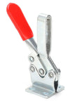 Horizontal Welding Toggle Clamp HT 225D, Cold Rolled Steel Plate With PVC Handle, 227 Kg Holding Capacity, Arrow Storage Case Hand Tool For Welding Assembly, Luggage Clamshell Locking, Built Tough And Easy To Use, red handle