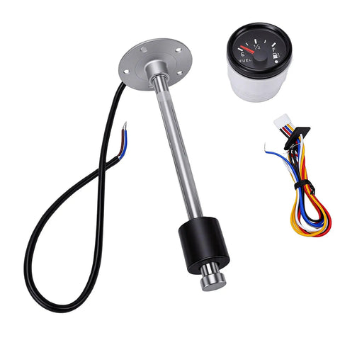 Advanced High Resolution 8 Inch Fuel Sender Gauge Kit 240 33 Ohm Resistive with stainless steel sensor and digital dial.