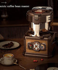 Smooth Electric Coffee Bean Roaster Machine With Nailed Down Temperature Control And Ultra Quiet Operation Vintage Design in a cozy kitchen setting.