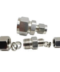 Tough As Nails Stainless Steel Compression Union Pipe Fitting Connector With UNF Nut Lock for 3-25 mm tubes handling 6000 PSI