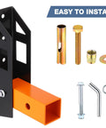 Beefy Steel Hitch Wall Mount Foldable Garage Saver For 2 Inch Receiver Easy Grip stows bike rack parts with mounting hardware.
