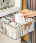Adhesive Hanging Closet Rod Rack With Extra Sock And Underwear Dividers Straight Up Keeps Your Closets Hella Neat Zero Clutter Flex with clear storage of folded socks.