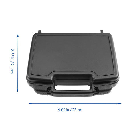 Badass Plastic Toolbox Portable Tool Case With Detachable Storage Tray And Super Grippy Handle top view with dimensions 9.82 in x 8.25 in.