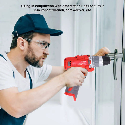 Man using Badass Cordless Drill Driver Cranking Out 52 Nm Adjustable Torque for precise drilling on wood.