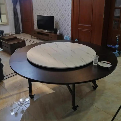 Premium Wood Lazy Susan Turntable For Dining Tables Featuring Silent 360 Degree Rotation, 500 MM diameter, sturdy brown base.