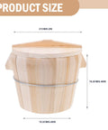 Top Tier Wooden Rice Steamer Bucket With Secure Lid And Heavy Duty Handle Removable Bottom Makes Cleaning A Total Breeze Raw Eco Wood, 8.2x6.5 inches.