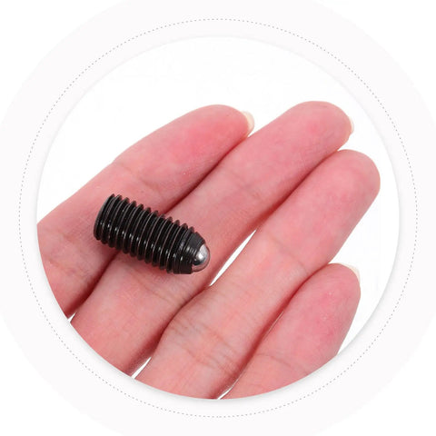Heavy Duty Carbon Steel Hex Socket Spring Ball Plunger Screws For Clamps 10 Piece Pack, showing a single screw in hand.