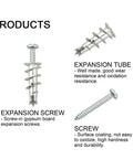 Tool Free Self Drilling Drywall Anchors Kit 100 Pcs Zinc Hollow Wall Anchors with screws and expansion tubes image