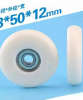 Heavy Duty Plastic Coated Ball Bearing Pulley Rollers Featuring Pom Spherical Cam Design And Slick Operation Smooth Glides Over Tracks For Windows Doors And Utility Carts 97Kg Capacity 10 Pack Bundle Built Tough, showing size 8*50*12mm