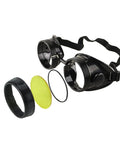 Badass Cup Type C Frame Welding and Laser Enhancing Safety Goggles with UV IR Green Lenses Adjustable Nose Pads and Rugged Pouch disassembled view of lenses and frame.