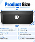 Beefy Heavy Duty Steel Trailer Tongue Box For Pickup And RV Featuring Cold Rolled A Frame Storage Setup dimensions 36x12.3x12 inches.