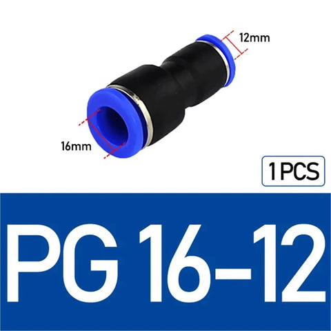 10Pcs PG Air Fittings Set for Hose 4 to 12mm Male BSPT Threads Quarter Inch Half Inch One Eighth Inch Three Eighth Inch Pneumatic Connectors for Home Shop Garage Easy Install for Common Air Hose Systems in Shops and Garages. 1pc PG16-12, 16mm to 12mm