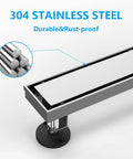 304 stainless steel 28 Inch Tile Insert Linear Shower Drain in Brushed Nickel with rust-proof design