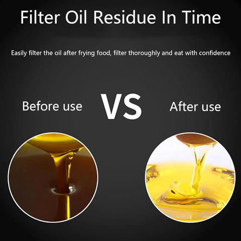 Comparison of filtered cooking oil before and after use demonstrating the effectiveness of the Commercial Kitchen Oil Filtration Machine with 60L Large Capacity Tank And 360 Degree Wheels Restaurant Cooking Fryer Filter Cart For Busy Kitchens.
