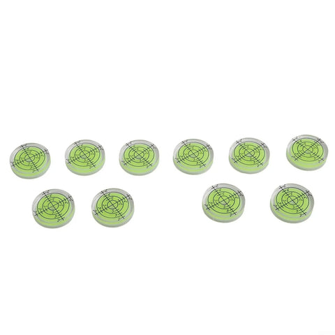 10PCS Circular for spirit Level 32mm Clear 10PCS Circular for with green liquid, precision markers for accurate leveling.