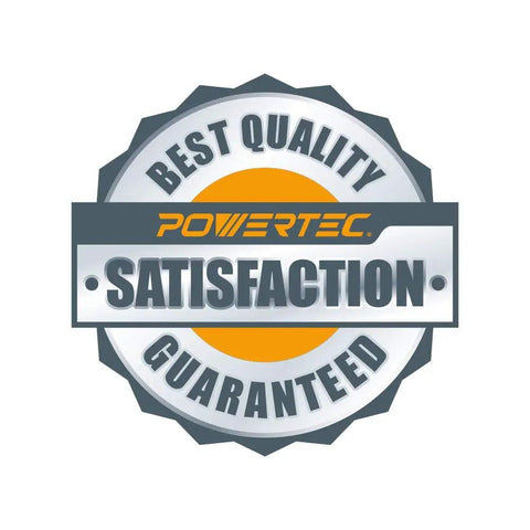 Powertec satisfaction guarantee badge displaying best quality for tools and equipment.