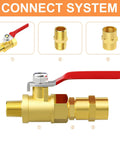 Beefy Brass Pipe Fitting 1/2 Inch Female To 1/2 Inch Female NPT Hex Coupling, 10 Pack shown with connection system diagram