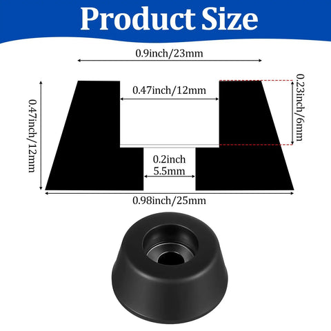 Heavy Duty Rubber Feet Isolation Pads With Stainless Steel Screws product dimensions 0.9in x 0.47in x 0.2in, designed for bass vibration dampening.