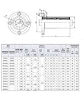 Heavy Duty Round Flange Linear Ball Bearing Built Tough For Plug And Play Smooth Glide Precision Bearing Steel dimensions and specifications chart.