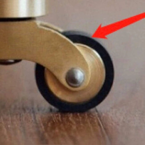 Built Ridiculous Solid Brass Casters, 1 Inch Swivel Wheel Casters With Heavy Duty Screw Stem, Nailed It Setup close-up of brass caster wheel.