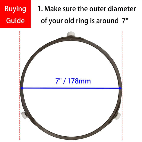 Microwave Glass Turntable Support Ring With Wheels 7 Inch Outer Diameter 6.5 Inch Inner Diameter Wheel Height 0.55 Inch